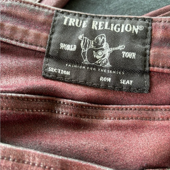 True Religion Halle super skinny  shiny maroon jeans - Picture 8 of 8